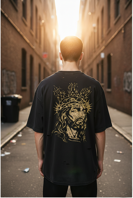 Gold Heart Embroidered "Crowned King Tee"