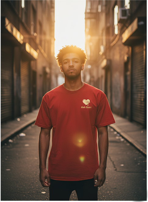 Gold Heart Embroidered "Crowned King Tee"